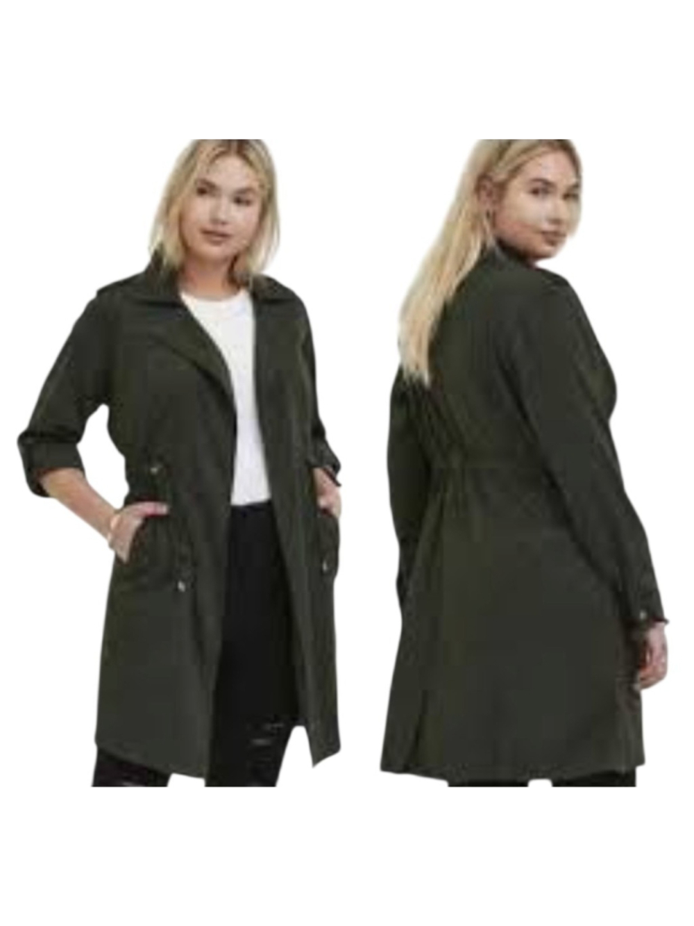 TORRID Women's Roll-Tab Front-Tie Green Utility Long-Sleeves Jacket Size 1